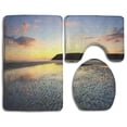 thumbnail image 1 of PUDMAD Sunset Sea Shore 3 Piece Bathroom Rugs Set Bath Rug Contour Mat and Toilet Lid Cover, 1 of 2
