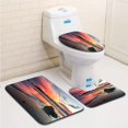thumbnail image 1 of PUDMAD Sunset at Beach 3 Piece Bathroom Rugs Set Bath Rug Contour Mat and Toilet Lid Cover, 1 of 2