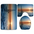 thumbnail image 1 of PUDMAD Sunset at Sea Sailing 3 Piece Bathroom Rugs Set Bath Rug Contour Mat and Toilet Lid Cover, 1 of 2