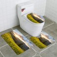 thumbnail image 1 of PUDMAD Sunset in Mountain Valley Beautiful Natural Landscape in Summer time 3 Piece Bathroom Rugs Set Bath Rug Contour Mat and Toilet Lid Cover, 1 of 2