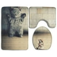 thumbnail image 1 of PUDMAD Surrendering Cat 3 Piece Bathroom Rugs Set Bath Rug Contour Mat and Toilet Lid Cover, 1 of 2