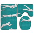 thumbnail image 1 of PUDMAD Swimmers 3 Piece Bathroom Rugs Set Bath Rug Contour Mat and Toilet Lid Cover, 1 of 2