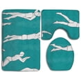 thumbnail image 1 of PUDMAD Swimmers On Turquoise 3 Piece Bathroom Rugs Set Bath Rug Contour Mat and Toilet Lid Cover, 1 of 2