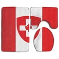 thumbnail image 1 of PUDMAD Swiss Canadian Flag Combo 3 Piece Bathroom Rugs Set Bath Rug Contour Mat and Toilet Lid Cover, 1 of 2