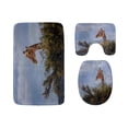 thumbnail image 1 of PUDMAD Tall Giraffes Eat Acacia Leaves 3 Piece Bathroom Rugs Set Bath Rug Contour Mat and Toilet Lid Cover, 1 of 2