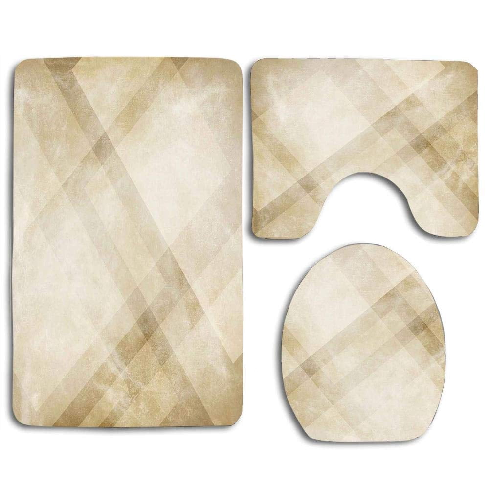 Angled Shower Rugs PUDMAD Tan Striped Vintage Faded Squares and Angled Lines Dated Antique ...