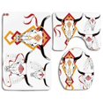 thumbnail image 1 of PUDMAD Tattoo Bulls Feather Bird as Accessory Tribal 3 Piece Bathroom Rugs Set Bath Rug Contour Mat and Toilet Lid Cover, 1 of 2