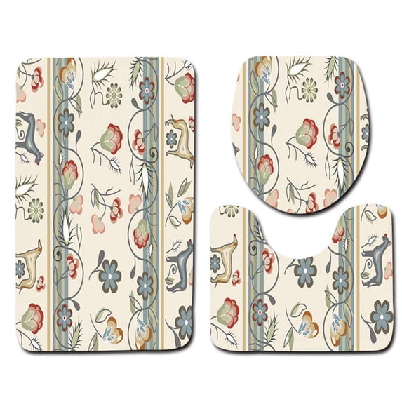 PUDMAD Tbathroom-rug-a233 3 Piece Bathroom Rugs Set Bath Rug Contour Mat and Toilet Lid Cover