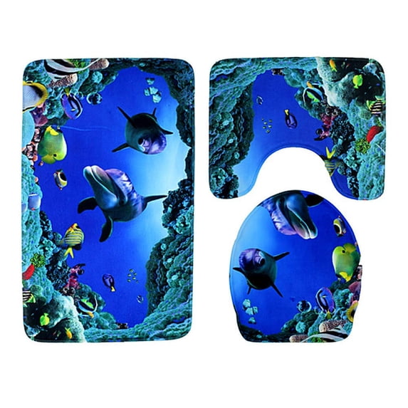 PUDMAD Tbathroom-rug-a276 3 Piece Bathroom Rugs Set Bath Rug Contour Mat and Toilet Lid Cover