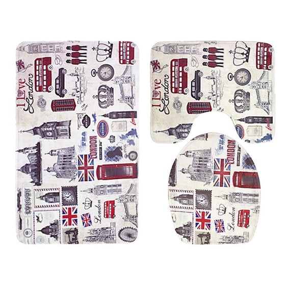 PUDMAD Tbathroom-rug-a97 3 Piece Bathroom Rugs Set Bath Rug Contour Mat and Toilet Lid Cover