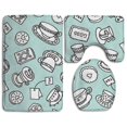 thumbnail image 1 of PUDMAD Tea Time Sweets 3 Piece Bathroom Rugs Set Bath Rug Contour Mat and Toilet Lid Cover, 1 of 2