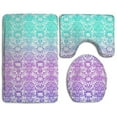 thumbnail image 1 of PUDMAD Teal and Purple 3 Piece Bathroom Rugs Set Bath Rug Contour Mat and Toilet Lid Cover, 1 of 2