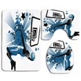thumbnail image 1 of PUDMAD Teen Room Silhouette Basketball Player Jumping Success Stars black Violet Blue 3 Piece Bathroom Rugs Set Bath Rug Contour Mat and Toilet Lid Cover, 1 of 2