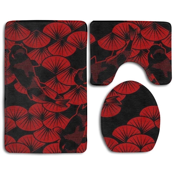 PUDMAD Tennessee Flag 3 Piece Bathroom Rugs Set Bath Rug Contour Mat and Toilet Lid Cover
