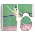 thumbnail image 1 of PUDMAD Tennis Girl 3 Piece Bathroom Rugs Set Bath Rug Contour Mat and Toilet Lid Cover, 1 of 2