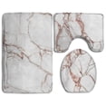thumbnail image 1 of PUDMAD Texture Abstract Marble Stone White and Brown 3 Piece Bathroom Rugs Set Bath Rug Contour Mat and Toilet Lid Cover, 1 of 2