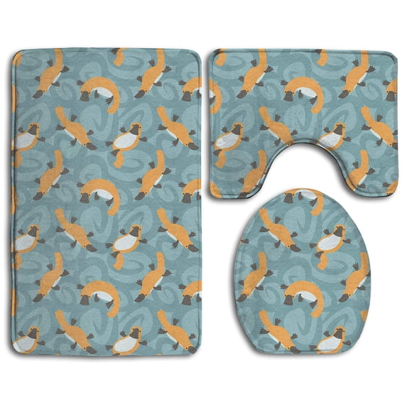 PUDMAD Thanksgiving Day 3 Piece Bathroom Rugs Set Bath Rug Contour Mat and Toilet Lid Cover