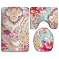thumbnail image 1 of PUDMAD The Flower in Dream 3 Piece Bathroom Rugs Set Bath Rug Contour Mat and Toilet Lid Cover, 1 of 2