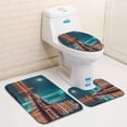 thumbnail image 1 of PUDMAD The Mid autumn Festival Pavilion Prince Teng brige across to Yangtze River under moo 3 Piece Bathroom Rugs Set Bath Rug Contour Mat and Toilet Lid Cover, 1 of 2