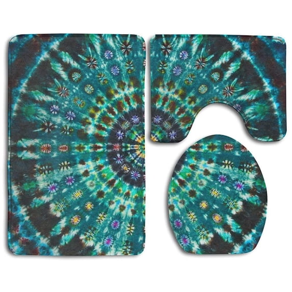 PUDMAD Thicken 3 Piece Bathroom Rugs Set Bath Rug Contour Mat and Toilet Lid Cover