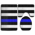 thumbnail image 1 of PUDMAD Thin Blue Line Police Support American Flag 3 Piece Bathroom Rugs Set Bath Rug Contour Mat and Toilet Lid Cover, 1 of 2