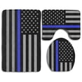 thumbnail image 1 of PUDMAD Thin Blue Line Usa Flag 3 Piece Bathroom Rugs Set Bath Rug Contour Mat and Toilet Lid Cover, 1 of 2