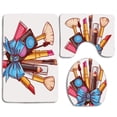 thumbnail image 1 of PUDMAD Tied Blue Ribbon Lipstick Mascara Powder 3 Piece Bathroom Rugs Set Bath Rug Contour Mat and Toilet Lid Cover, 1 of 2