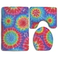 thumbnail image 1 of PUDMAD Tiedye Trippy Lemon 3 Piece Bathroom Rugs Set Bath Rug Contour Mat and Toilet Lid Cover, 1 of 2