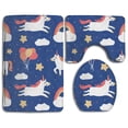 thumbnail image 1 of PUDMAD Time to Be a Unicorn 3 Piece Bathroom Rugs Set Bath Rug Contour Mat and Toilet Lid Cover, 1 of 2