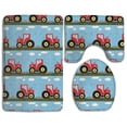thumbnail image 1 of PUDMAD Toy Tractor 3 Piece Bathroom Rugs Set Bath Rug Contour Mat and Toilet Lid Cover, 1 of 2