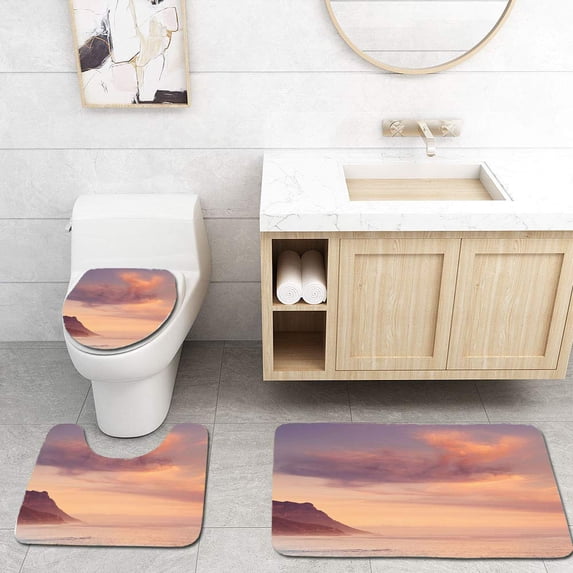PUDMAD Tranquil Waters on Cape Coast 3 Piece Bathroom Rugs Set Bath Rug Contour Mat and Toilet Lid Cover