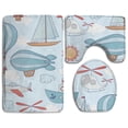 thumbnail image 1 of PUDMAD Transportation 3 Piece Bathroom Rugs Set Bath Rug Contour Mat and Toilet Lid Cover, 1 of 2
