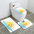 thumbnail image 1 of PUDMAD Travel Symbol Sun sea Waves 3 Piece Bathroom Rugs Set Bath Rug Contour Mat and Toilet Lid Cover, 1 of 2