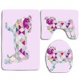 thumbnail image 1 of PUDMAD Triangle Pug 3 Piece Bathroom Rugs Set Bath Rug Contour Mat and Toilet Lid Cover, 1 of 2