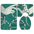 thumbnail image 1 of PUDMAD Trippy Green Hand 3 Piece Bathroom Rugs Set Bath Rug Contour Mat and Toilet Lid Cover, 1 of 2