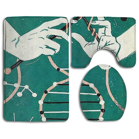 PUDMAD Trippy Green Hand 3 Piece Bathroom Rugs Set Bath Rug Contour Mat and Toilet Lid Cover