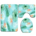 thumbnail image 1 of PUDMAD Tropic Palm 3 Piece Bathroom Rugs Set Bath Rug Contour Mat and Toilet Lid Cover, 1 of 2