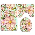 thumbnail image 1 of PUDMAD Tropical Anemone Flowers Pink Peach 3 Piece Bathroom Rugs Set Bath Rug Contour Mat and Toilet Lid Cover, 1 of 2