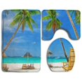 thumbnail image 1 of PUDMAD Tropical Beach 3 Piece Bathroom Rugs Set Bath Rug Contour Mat and Toilet Lid Cover, 1 of 2