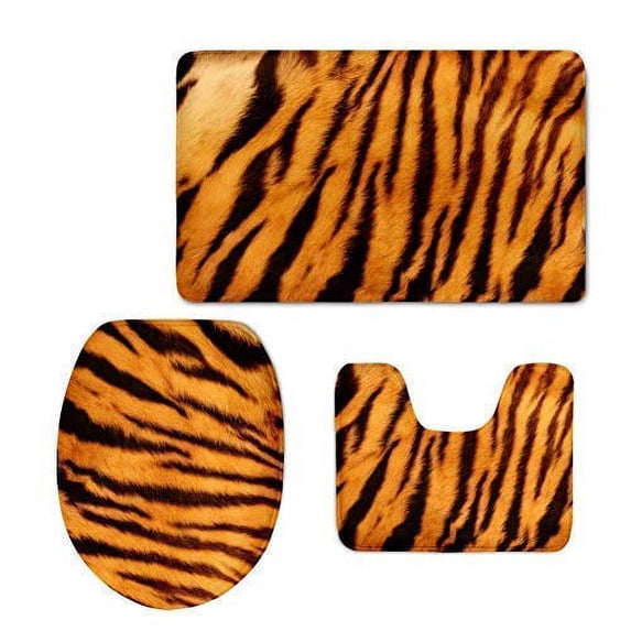 PUDMAD Tropical Beach 3 Piece Bathroom Rugs Set Bath Rug Contour Mat and Toilet Lid Cover