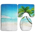 thumbnail image 1 of PUDMAD Tropical Beach Palm Tree1 3 Piece Bathroom Rugs Set Bath Rug Contour Mat and Toilet Lid Cover, 1 of 2