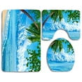 thumbnail image 1 of PUDMAD Tropical Beach Sea Sky 3 Piece Bathroom Rugs Set Bath Rug Contour Mat and Toilet Lid Cover, 1 of 2
