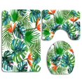 thumbnail image 1 of PUDMAD Tropical Exotic Palm Leaves 3 Piece Bathroom Rugs Set Bath Rug Contour Mat and Toilet Lid Cover, 1 of 2