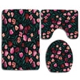 thumbnail image 1 of PUDMAD Tropical Flowers 3 Piece Bathroom Rugs Set Bath Rug Contour Mat and Toilet Lid Cover, 1 of 2