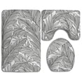 thumbnail image 1 of PUDMAD Tropical Hosta Leaves Sketch 3 Piece Bathroom Rugs Set Bath Rug Contour Mat and Toilet Lid Cover, 1 of 2