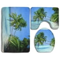 thumbnail image 1 of PUDMAD Tropical Island Nature Blue Turquoise Sea 3 Piece Bathroom Rugs Set Bath Rug Contour Mat and Toilet Lid Cover, 1 of 2