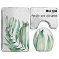 thumbnail image 1 of PUDMAD Tropical Leaf Poetry and Distance 3 Piece Bathroom Rugs Set Bath Rug Contour Mat and Toilet Lid Cover, 1 of 2