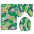 thumbnail image 1 of PUDMAD Tropical Leaves Summer 3 Piece Bathroom Rugs Set Bath Rug Contour Mat and Toilet Lid Cover, 1 of 2