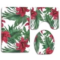 thumbnail image 1 of PUDMAD Tropical Red Lilies 3 Piece Bathroom Rugs Set Bath Rug Contour Mat and Toilet Lid Cover, 1 of 2