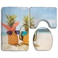 thumbnail image 1 of PUDMAD Tropical Summer Couple Pineapples 3 Piece Bathroom Rugs Set Bath Rug Contour Mat and Toilet Lid Cover, 1 of 2